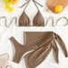 Women's Three Piece Bikini Set Tie-Up One Piece Swimsuit With Sunshade Skirt Sexy Vacation Swimwear_ecoleips.com