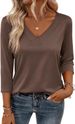 Zeagoo 3/4 Length Sleeve Womens Tops V Neck Shirt Dressy Casual Blouse Basic Tshirts 2026 Fashion Clothing S-2XL_ecoleips.com