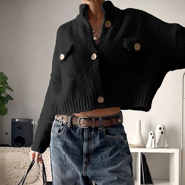 Diyun European And American Casual Woolen Long-Sleeve Coat Sweater Women's Fashion 2025 Autumn Winter_ecoleips.com