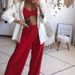 K Women's Printed Sexy Strapless Loose Wide Leg Pants Two-piece Set_ecoleips.com