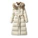 girl Girl 2023 New Waist-Slimmig Fashioable Log Over-the-Kee White Duck Dow Jacket With Real Fox Fur Collar Ad Hood For_ecoleips.com