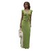 Women's Clothing Elegant V Neck Knitted Midi Skirt Set With Flutter Sleeve Top And Long Skirt Style Summer For Formal & Casual_ecoleips.com