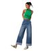 2025 Spring New European and American Cross border Fashion High waist Trousers Hem Straight Jeans Women's Casual Wide leg Pants_ecoleips.com