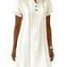 Women's Patchwork Printed Shirt Dress Casual V Neck Short Sleeves Summer New_ecoleips.com