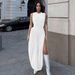 Womn's Fashion 2025 Summr Nw Fashionabl Prsonality Slit Ruchd Slim Fit Round Nck Slvlss Drss_ecoleips.com