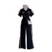 Women's Clothing Sweet Style Bow Print Polo Shirt And Wide Leg Trousers Two-Piece Set Short Sleeve Casual Summer Outfit_ecoleips.com
