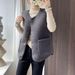 Reversible Plaid Fleece Vest For Women – Lightweight & Warm Double-Sided Wear With Pockets (Cream, Black, Navy, Brown, Orange Red, Gray)_ecoleips.com