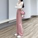 Dirty Pink Wide-leg Jeans For Women, 2026 Spring And Autumn New Style, High-waisted, Straight, Loose, Floor-length Pants_ecoleips.com