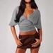 Spring/Summer Women's V Neck Batwing Sleeve Slim Waist Short Top Fashionable Sexy Cross Border European American Style_ecoleips.com