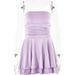 Women Chic Figure‑Flattering Mini Dress With Solid Tone, Off‑Shoulder Bandeau Neckline, Open‑Back & High‑Waist Silhouette_ecoleips.com