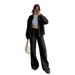 211497 Spring And Summer Pure Color Cotton Long Sleeve Cardigan Women's Clothes Loose Shirt Casual Trousers Suit_ecoleips.com