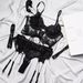 Aria Basics Cross-border Foreign Trade European And American New Sty Lingerie, Lace Hollow Embroidery Garter Belt Sexy Set_ecoleips.com