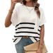DiYun European And American Foreign Trade Women's Top, Elegant Round-neck Striped Color-block_ecoleips.com