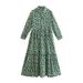 Women's Dress With Fashionable Long Sleeves, Turned-Up Collar, Printed Shirt-Style Dress_ecoleips.com