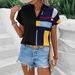 Women's V Neck Printed Loose Fitting Shirt Top Casual Comfortable American Style_ecoleips.com