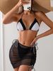 Women's Clothing Color Split Swimsuit Lace Up Bikini Sexy Three Piece Suit Ins Internet Celebrity Bikini_ecoleips.com