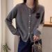 Bear Pattern Knit Cardigan, Korean Style New Spring And High-End Long Sleeve Top, Casual Early Autumn Outfit Coat_ecoleips.com