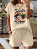 Women’s 2 Piece Outfit Set – Oversized Graphic T-Shirt And Biker Shorts Matching Set, Casual Summer Lounge Tracksuit For Daily Wear-361_ecoleips.com