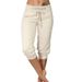 Women's Summer Cropped Pants Loose Fit Beaded Slimming Mid-Length Sporty Casual Style Fashion Export Capris_ecoleips.com