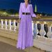 New Women's Clothing In Europe And The United States Fashionable V Neck Long Sleeved Shirt Elegant Slim Waist Sequined Wide Legs Party Jumpsuits_ecoleips.com