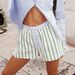 Y2k Women 2000s Aesthetic Striped Print Boxer Shorts Lounge Pajama Shorts Elastic Rise Boxers Cute Boy Shorts Sleep Pj Bottom_ecoleips.com