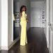 Elegant Backless Dress With High Slit & Off-Shoulder Neckline – Stretchy Polyester-Spandex Bodycon Dress For Women (Yellow, XS-XXXL)_ecoleips.com