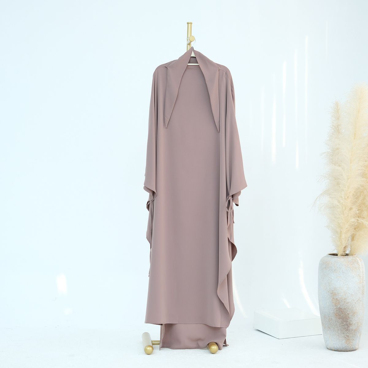 Women's Clothing Modest Abaya Dress Solid Color Premium Solid Color Hijab Scarf – Modest Oversized Head Wrap For Muslim Women (100% Polyester)_ecoleips.com