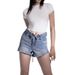 Women's Clothing Spot Skims Straight Shoulder Modal Sports T Shirt Female Nude Elastic Texture Waist Basic Round Neck Hot Girl Top_ecoleips.com
