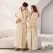 Aria Basics European American Style -style Extra-long Bathrobe, Ankle-length, Hooded, Thickened, Couple's Flannel Bathrobe For_ecoleips.com