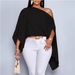 Women's Casual Off-Shoulder Blouse Elegant Solid Color Loose Batwing Sleeve Top For Office Lady Street Fashion_ecoleips.com