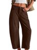 K New Women's High Waisted Casual Pants Solid Color Loose Straight Leg Pants_ecoleips.com