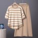 K New Women's Fashion Set Short Sleeve T-shirt+Half Skirt Knitted Two Piece Set For Women_ecoleips.com
