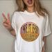 European American Cross-border Foreign Trade Women's Clothing, Star And Moon Print Round-neck Short-sleeve T-shirt Top_ecoleips.com