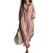 New Women's Striped Long Dress 2026 Loose Fit Summer Casual Style Relaxed Vacation Fashion Clothing for Ladies_ecoleips.com
