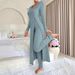 Women’s Clothing Design Round Neck Split Long Sleeve Two Piece Suit Ribbed Spring_ecoleips.com