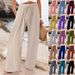 Classic Solid Color Relaxed Fit Casual Pants - No Drawstring Hem, Soft Stretch Polyester Blend, Multiple Colors & Extended Sizes (S-5xl)_ecoleips.com