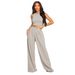 Women's Clothing Summer Women's Navel Baring Vest Straight Leg Flared Pants Casual Sports Two Piece Set_ecoleips.com