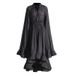 Women's Clothing Luxury Cape Style Long Skirt New Sexy Fashion V Neck Ruffled Temperament Dress Dress_ecoleips.com
