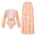 Women's Clothing Summer New Spring One Piece Swimsuit Travel Vacation Set Long Sleeve Shell Printed Swimsuit Women's Long Dress_ecoleips.com