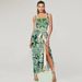 Women's Ethnic Print One Piece Swimsuit – Green Bohemian Style Bathing Suit With Adjustable Straps For Beach & Pool_ecoleips.com