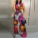 Women's Floral Print Jumpsuit Sleeveless Long Pants Romper With Zip Detail Stretchy Spandex Casual Wear Multiple Colors And Sizes_ecoleips.com