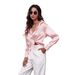 23 Colors, 7 Sizes In Stock, Satin Silk Long-sleeve Shirt, New Style, European And American Foreign Trade_ecoleips.com