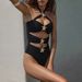 Women's Clothing Bikini Black One Piece Swimsuit Sexy Hollow Swimming Suit_ecoleips.com