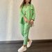Women's Clothing New Double Layer Crepe Loose Large Size Lapel Long Sleeved Shirt Casual Suit_ecoleips.com