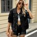 Women's Clothing Summer Washed Slim Loose Short Sleeved Denim Jacket Tops_ecoleips.com