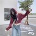 European And American Style Color-blocked Hooded Sweatshirt Women, Autumn Loose-fitting Slim-fit Short Zip-up Cardigan_ecoleips.com