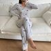 Cross-Border Autumn Winter New European And American Women's Pajamas Derong Printed Heart Pants Long Sleeve_ecoleips.com