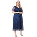 Plus Size Women's Summer New V Neck Short Sleeved Sequined Bridesmaid Dress Dress_ecoleips.com