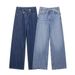 Women's Clothing High Waist Wide Leg Jeans - Double Button Front Streetwear Denim Pants In Blue/Black/Gray_ecoleips.com