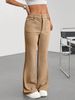 K New Flared Pants High Waisted Straight Leg Casual Micro Flared Women's Pants With Pockets And Wide Legs_ecoleips.com